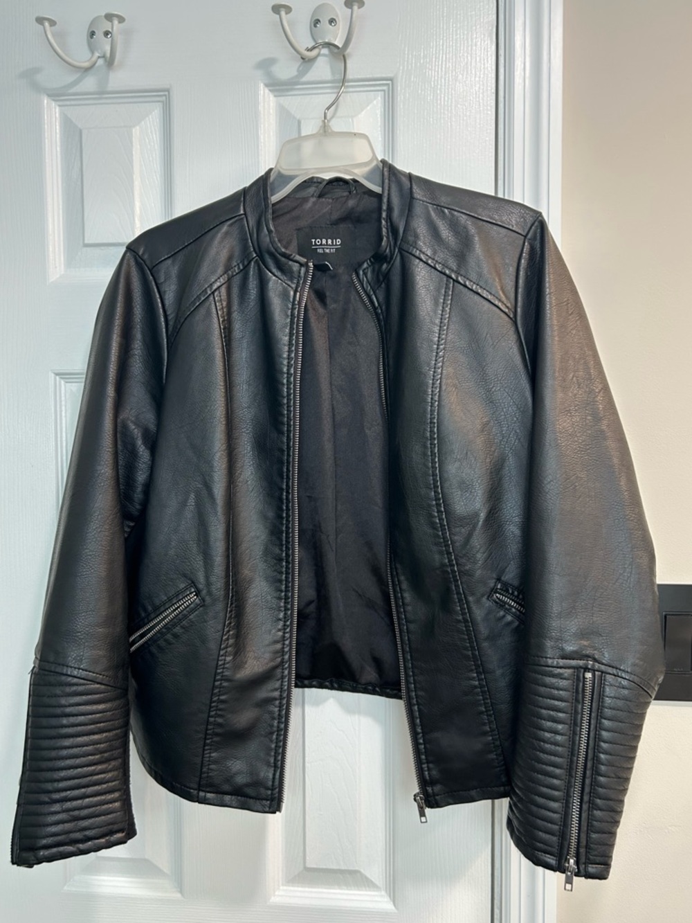 TORRID Black Faux Leather Moto collarless Jacket women’s